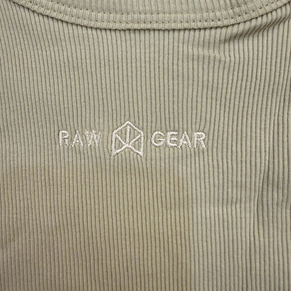 Rawgear Cropped Rib Tank Top Womens Medium Taupe Logo Sleeveless NWT‎ Summer - Picture 3 of 5